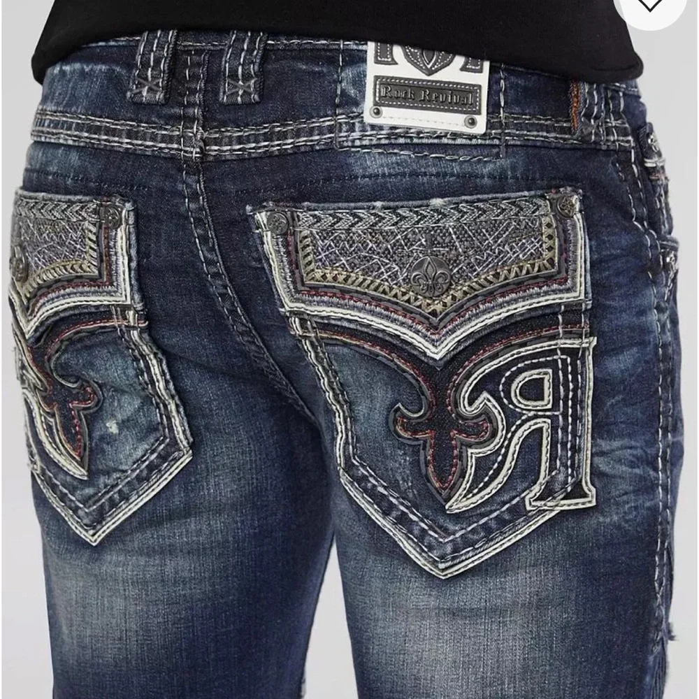 Rock Revival Chase Biker Dark Blue Relaxed Men's Jeans collectors edition - Picture 1 of 13